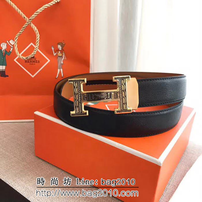 愛馬仕HERMES 自動平滑帶 精鋼五金 原版頭層手掌紋高端男士皮帶 HHG1560